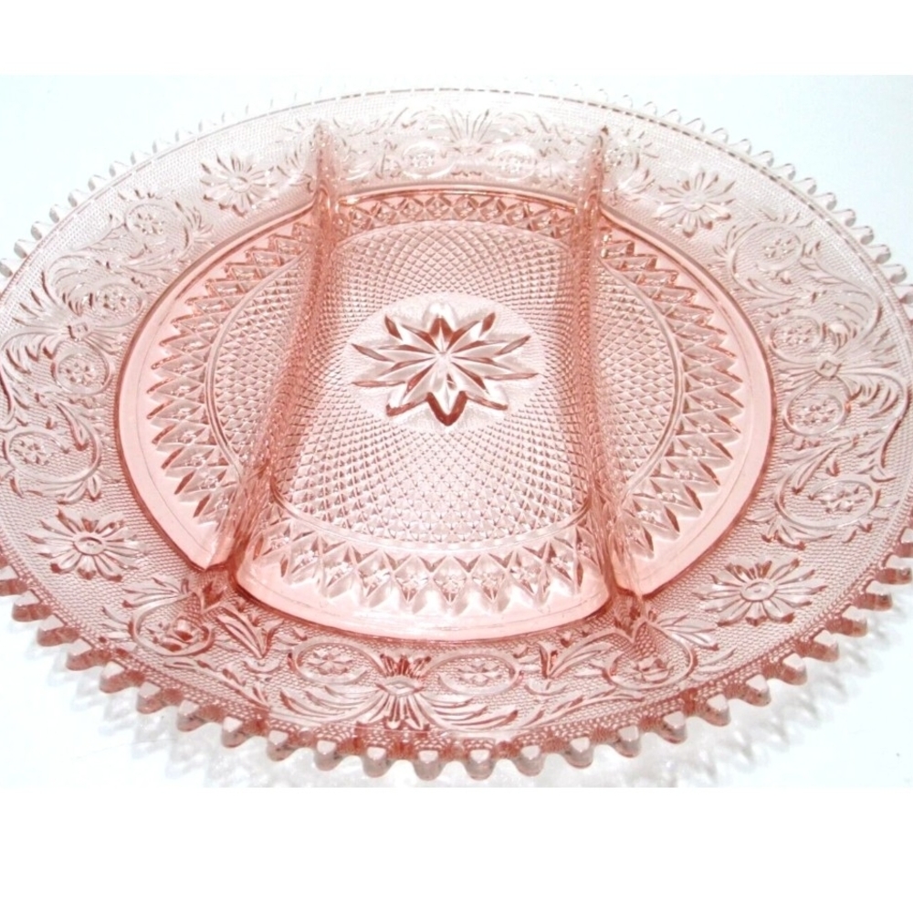🌸VTG Indiana Tiara Depression Glass 🌸 Divided Sawtooth Serving Platter 🌸